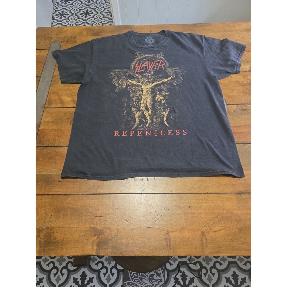 Slayer Shirt XL Repentless Cruciform Skeletal Metal Band Graphic Black Mens